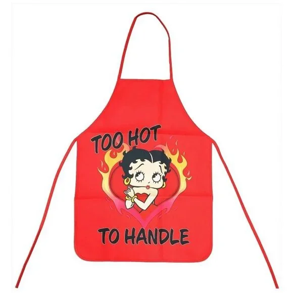 New Red Betty Boop Too Hot Apron Kitchen Cooking Gift Barbecue Oven Grill Flames - Picture 1 of 2